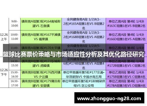 篮球比赛票价策略与市场适应性分析及其优化路径研究 篮球比赛票价策略与市场适应性分析及其优化路径研究